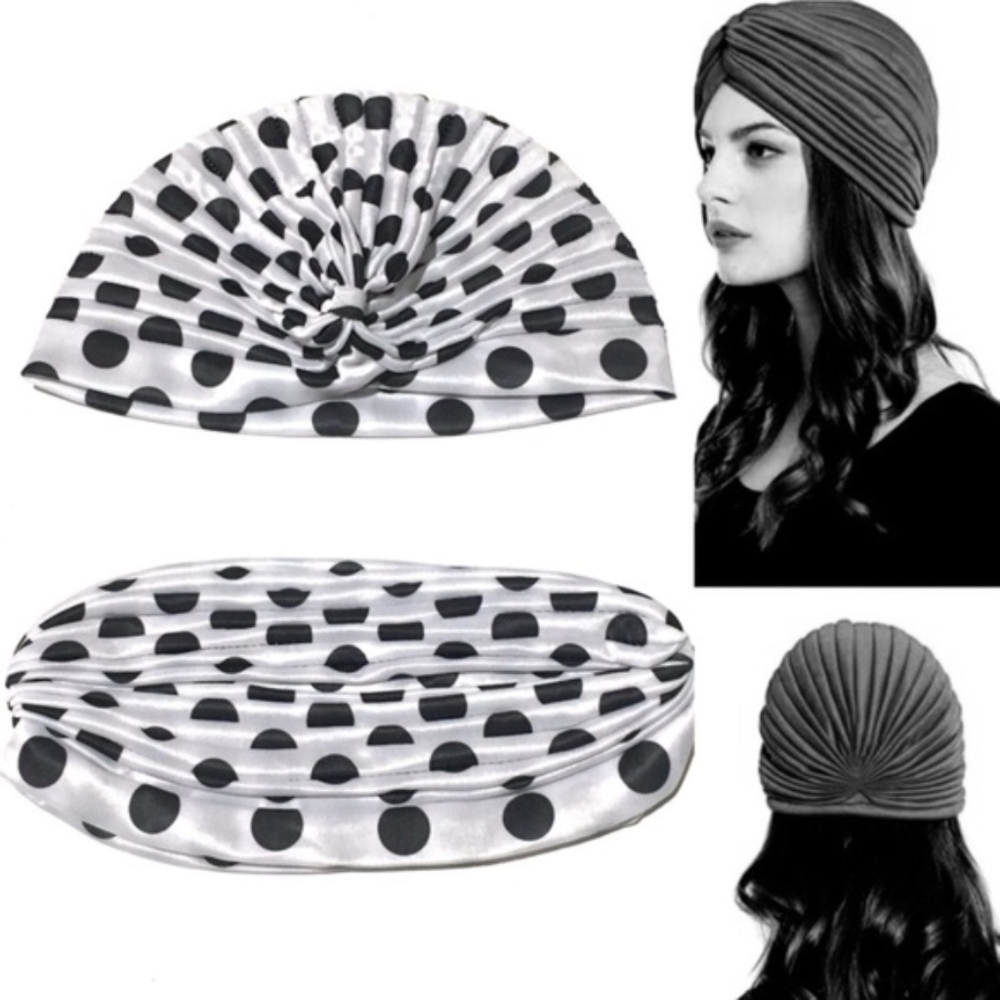 Fashion polka dot pin-up boho chic gypsy wrap hat